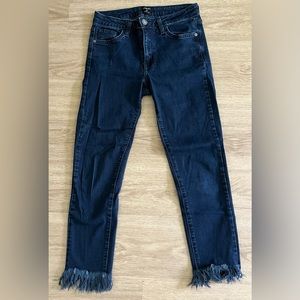 JUSTBLACK natural frayed hem dark blue skinny denim jeans 25